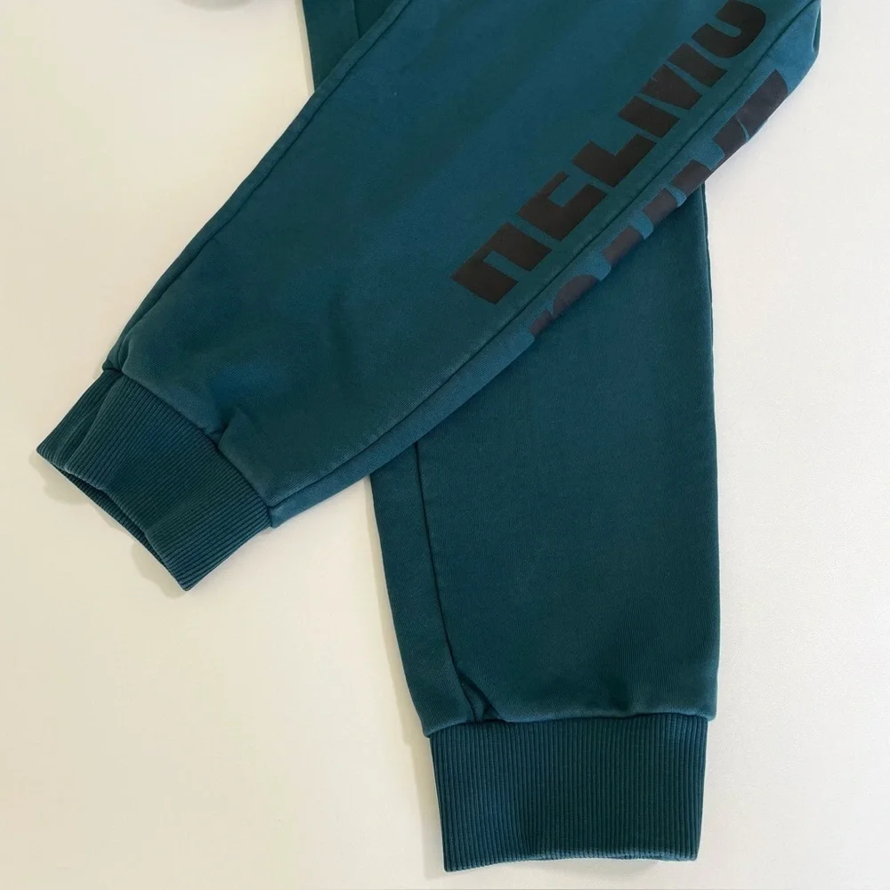 Helmut Lang Slim Logo Jogger Pant Drawstring Sweatpants Neptune Teal Small